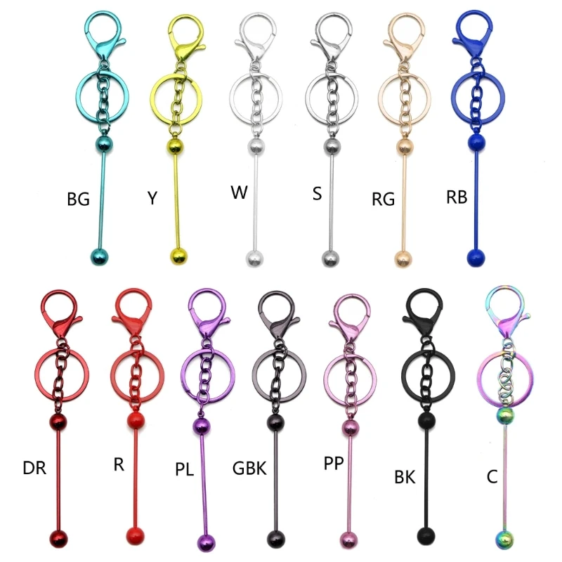 

Stainless Steel Key Holder Stylish Metal Keychain DIY Bead Keyring with Lobster Clasp Multifunctional Craft