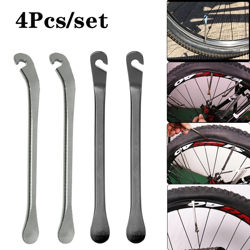 Купи 4Pcs Bicycle Tyre Lever Tube Repair Tools Carbon Steel Heat Treatment Chrome Plating Tire Opener Bike Tire Removal Pry Bar Tools за 350 рублей в магазине AliExpress