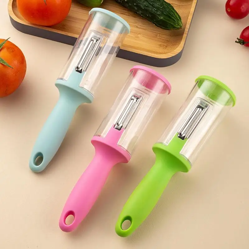 

Нож для чистки фруктов и овощей, антибрызговый пилинг с трубкой для хранения, бытовые кухонные аксессуары