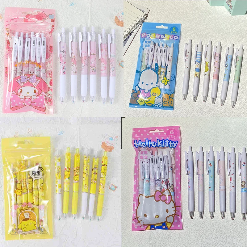 

Sanrio гелевая ручка Kawaii 12/24 шт. My Melody Hello Kitty почтовый инструмент для студентов канцелярские принадлежности 0,5 черные школьные ручки