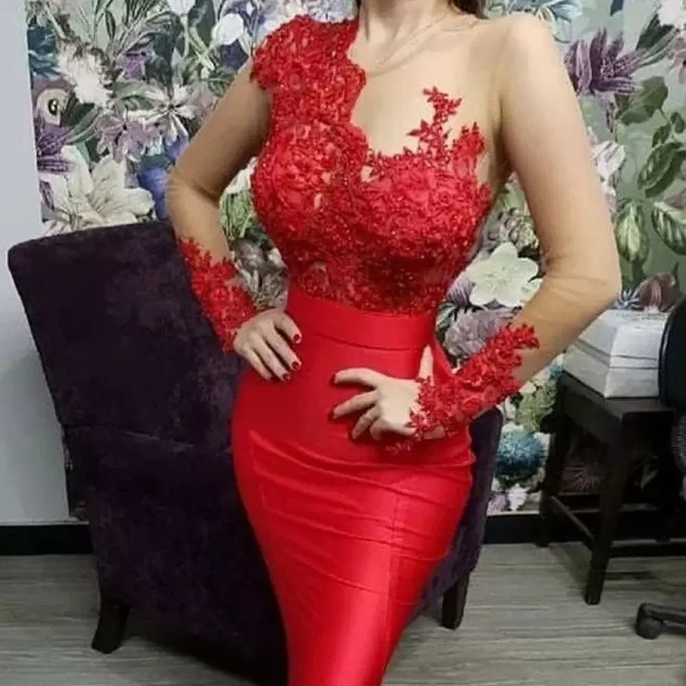 

Charming Prom Dresses Pleat Bateau Appliques Full Sleeve Zipper Mermaid Gowns Novia Do 2022 Party New