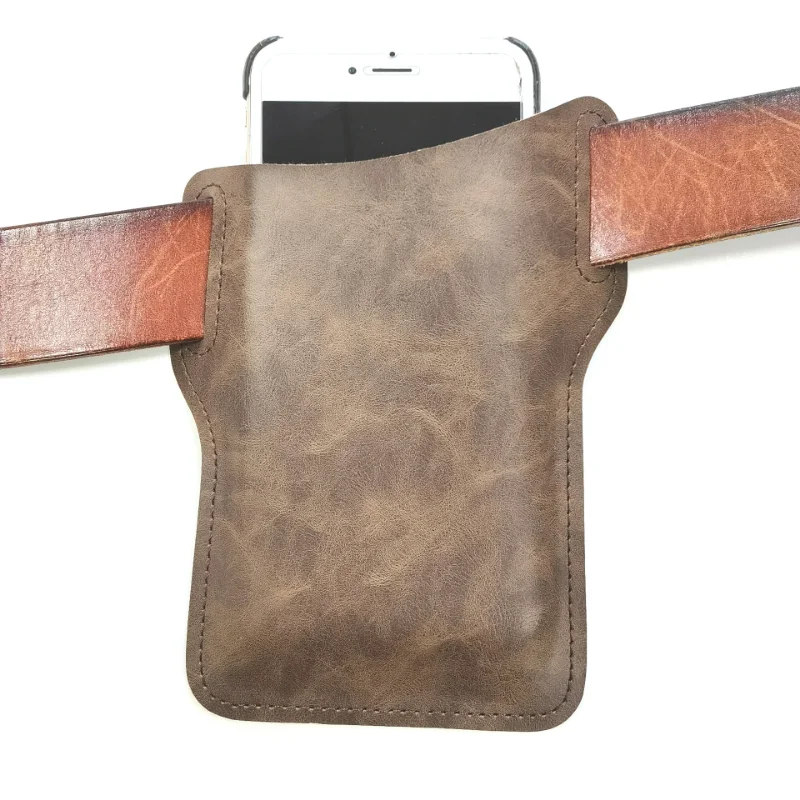 

Retro Leather Cellphone Bag Vertical Style Outdoor Portable Belt Mobile Phone Bag Pocket Cowboy Style Cellphone Cover Case Bag