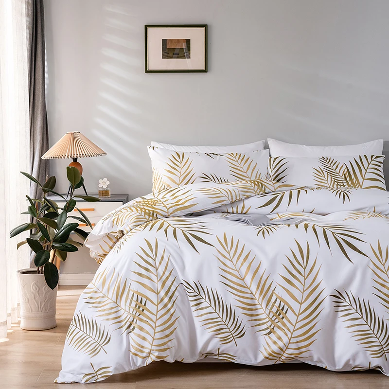 Geometric Leaf Europe Pastoral Style Bedding Sets,Duvet Cover 200x200,Nordic Bed Cover 150,Pillowcase And Quilt Cover