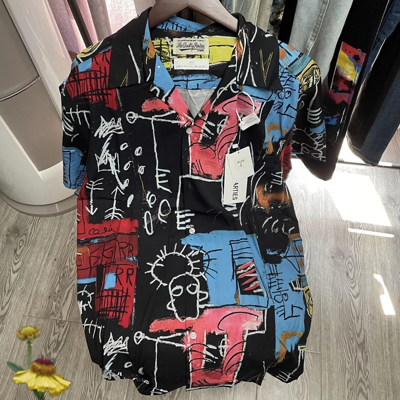 

2023 WACKO MARIA Rainbow Logo T-shirt Abstract Art T Shirt 1:1 Top Quality Boyfriend Girlfriend Gift WACKO MARIA Tops Tees