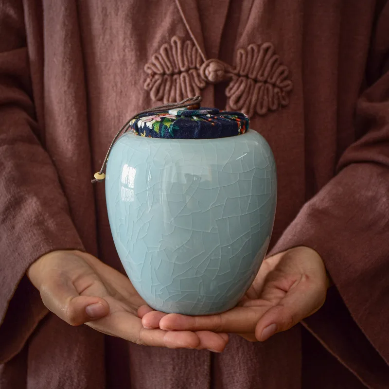 Синяя треснувшая керамическая чайная чашка с тканевым покрытием влагостойкая