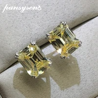 pansysen 100 925 sterling silver asscher cut citrine high carbon diamond wedding party stud earrings for women drop shipping