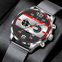luxury fashion mens sports watches men business stainless steel mesh belt quartz wrist watch manluminous clock relogio masculino