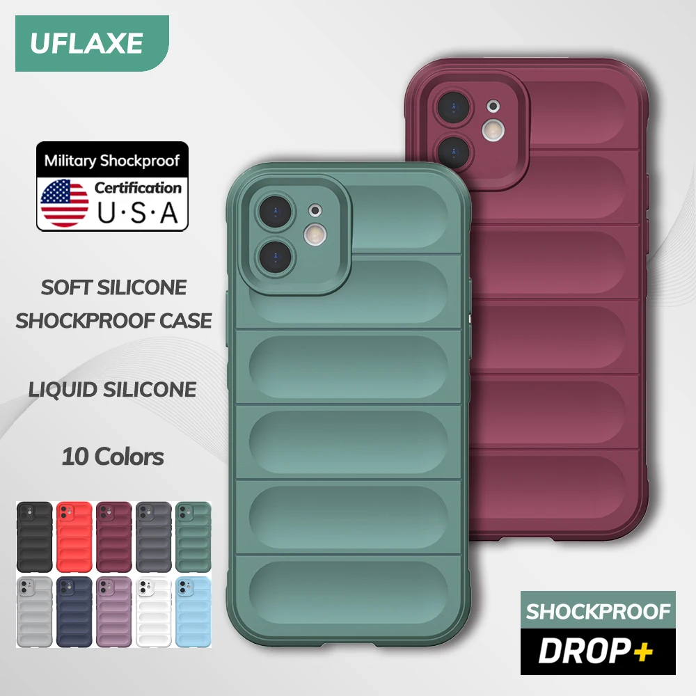 UFLAXE Original Soft Silicone Case for Apple iPhone iPhone 12 / 12 Pro / 12 Pro Max Shockproof anti-slip Back Cover Casing
