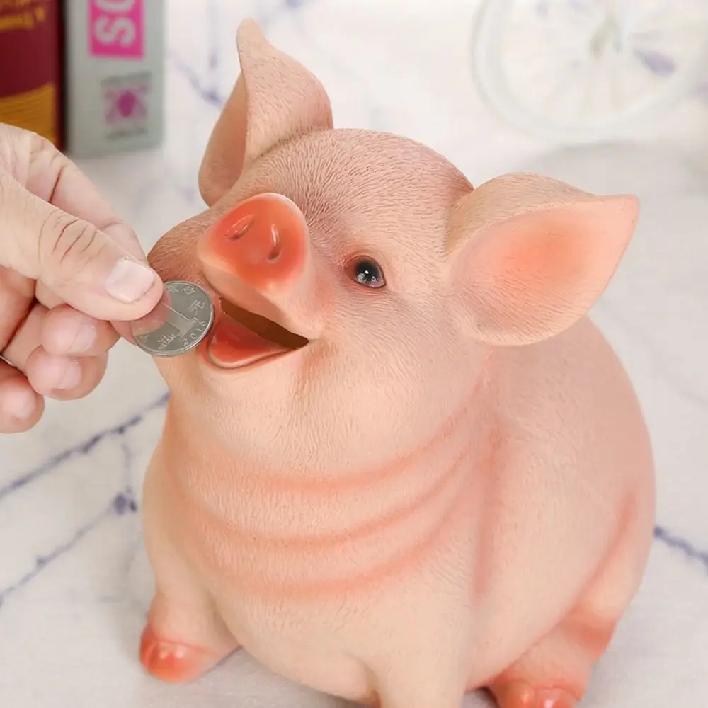1Pcs Resin Cute Large Pig Shaped Home Decoration Ornament Money Box Piggy Bank Coins Storage Box Pig Statues