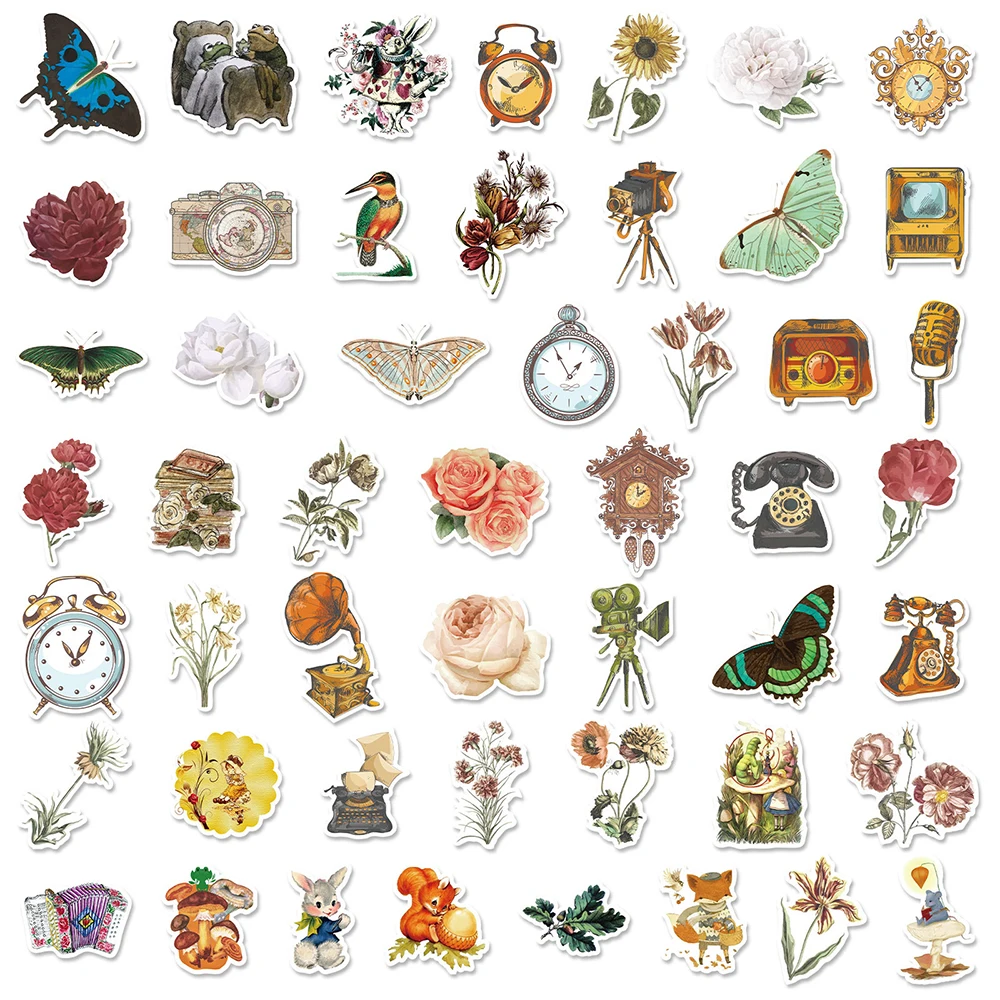 10/30/50/100 шт мультфильм искусство ретро наклейки с животными эстетический милый