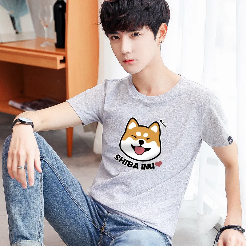 

8952 100% cotton digging the moon print funny mens o-neck t shirts fashion men's tops men T-shirt cool men tshirt male men tee