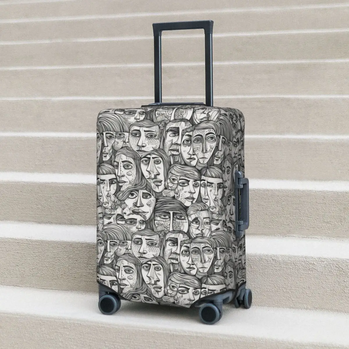 

Чехол для чемодана с абстрактными изображениями лиц Полетный жуткий геометрический полезный аксессуары для багажа защитный чехол для бизнеса