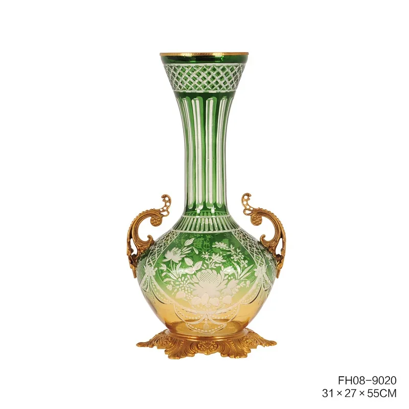 Тарелка с фруктами Kazak Skidki посуда ногами и зеленым узором фарфоровая Роскошная