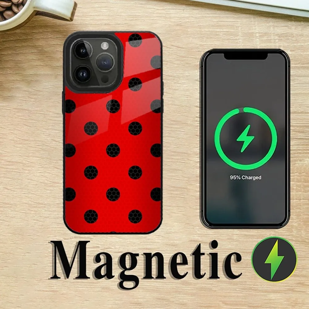 Cat Noir L-Ladybug Couple Phone Case For iPhone 16 15 14 13 12 11 Plus Pro Max Mini Magsafe Magnetic Wireless Charging