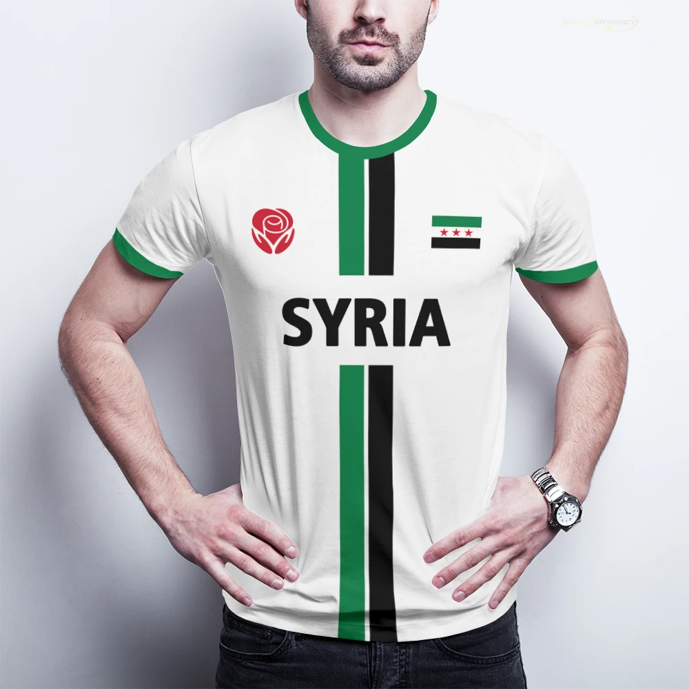 Syrian Flag Football Jerseys Men's Sports T-shirts National Emblem Pattern Printed Street Loose Tops Unisex Casual Tees