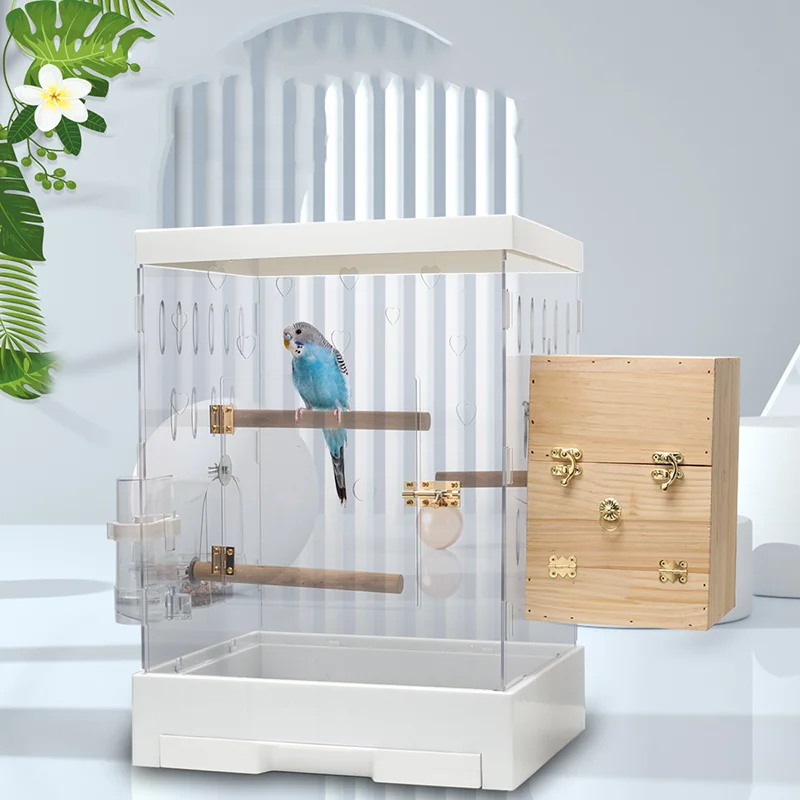 

Indoor Large Bird Cage Parakeet Feeder Bath Bird Breeding Box Travel Acrylic Cage For Hamster Parrot Accessories Pet Products