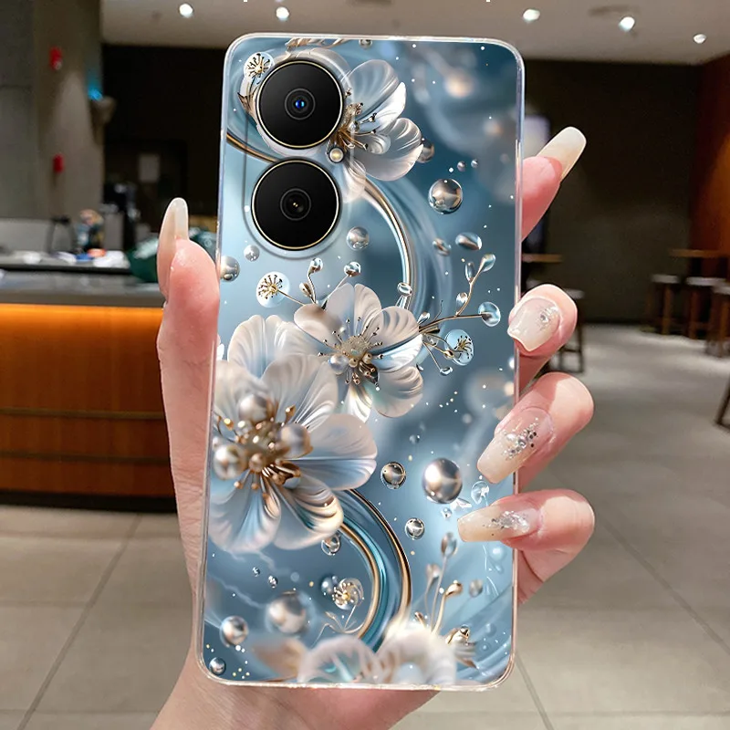 Фото Чехол для Huawei Nova Y73, новый дизайн, роскошный модный чехол с бабочками и цветами для Huawei NovaY73 Nova Y 73, прозрачный мягкий чехол для телефона №2
