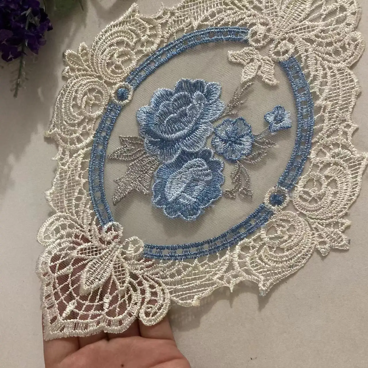 2 шт. вышитые цветочные сетчатые кружева искусственная отделка для чехлов