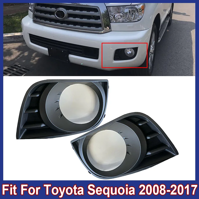 Un paio di fendinebbia anteriore per auto copertura della lampada cornice per Toyota Sequoia 2008 2009 2010 2011 2012 2013 2014 2015 2016 2017 ABS nero