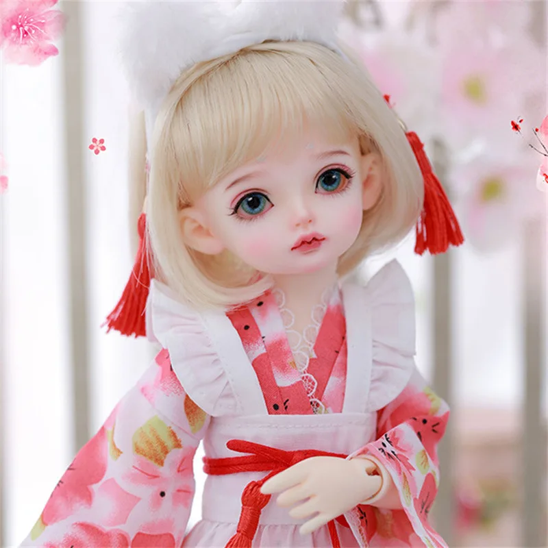 

1/6 Bjd Doll Accessories 28cm Doll Wig Golden Bobo Short Wig with Bangs for Head Circumference 16-18cm