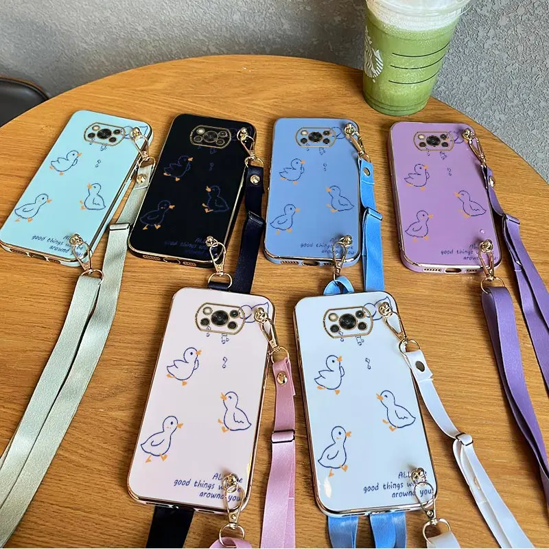 Чехол для телефона с ремешком Singing Duck Xiaomi POCO X3 X5 X65 X4GT X3GT X4Pro X4NFC X5Pro M4Pro M5 M4 F5Pro F5 F4 F4GT