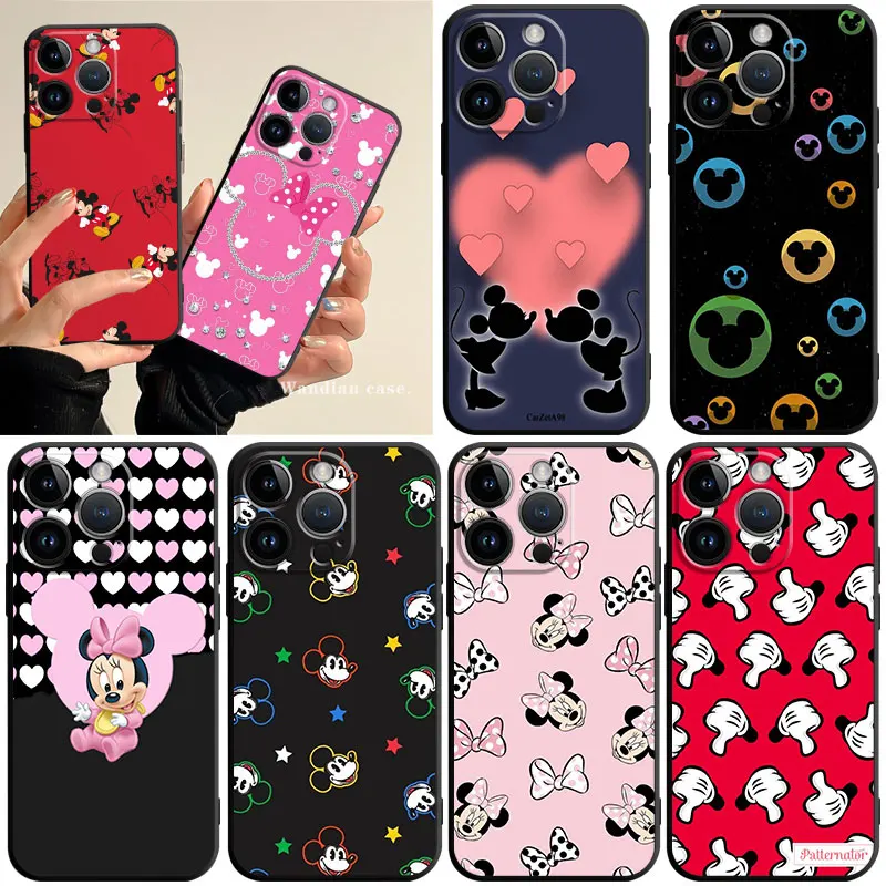

Pink girly Mickey Minnie Mouse Phone Case for iPhone 11 14 13 12 Pro Max 7 8 6 6S Plus XR XS X 13mini 12mini Silicone Cover
