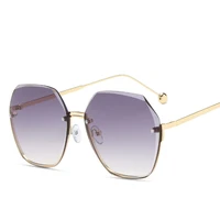 luxury rimless cut edge sunglasses women brand designer retro frame big sun glasses gradient glasses oculos feminino uv400