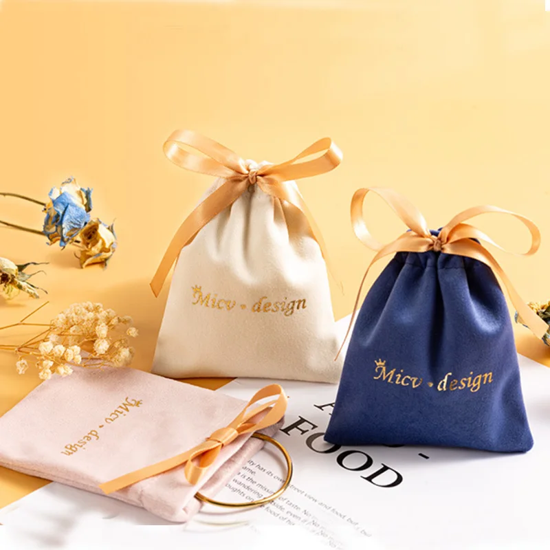 

Velvet Ribbon Gift Bags 5x7cm 7x9cm 9x12cm 10x15cm pack 50 Jewelry Eyelashes Makeup Drawstring Pouches Party Candy Sack