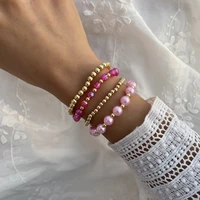 boho gold metal pearls beaded bracelet bohemian style women female fashion adjustable bangles bracelet beaded jewelry