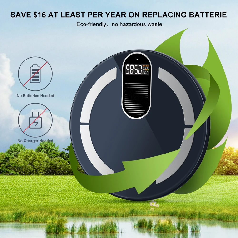 Цифровые весы для тела INSMART умные с зарядкой от солнечной энергии и ИМТ