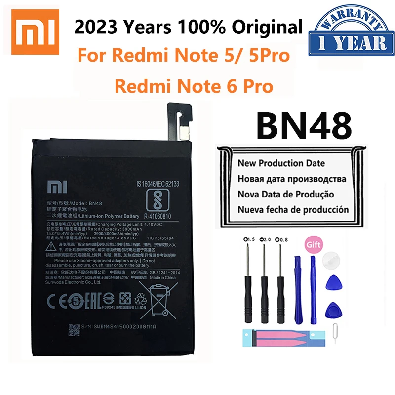 

Xiao Mi Original Phone Battery BN48 For Xiaomi Redmi Note 5 Note5 Note6 6 Pro High Quality 4000mAh Phone Replacement Batteries