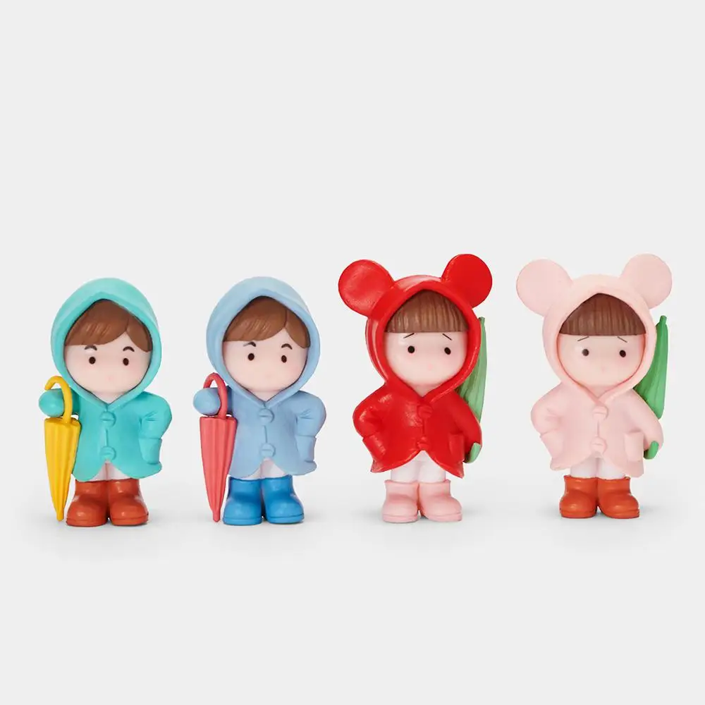 

4Pcs/set Kawaii Creative Microcosmic Umbrella Little Girl Resin Model Ornaments Home Cartoon Desktop Car Decoration Holiday Gift