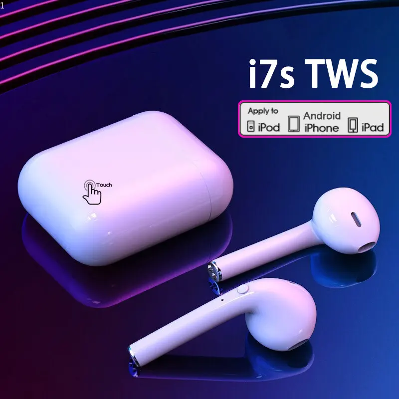 

Беспроводные наушники i7s TWS, Bluetooth наушники, Air наушники, Спортивная гарнитура громкой связи с зарядным устройством для Xiaomi, iPhone, Android
