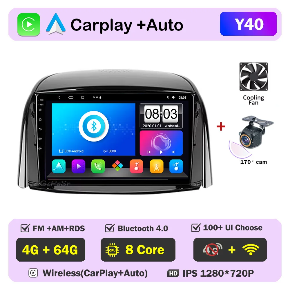 

Для Renault Koleos 2008-2016 Беспроводной Carplay Android Auto Мультимедиа Стерео Автомобильный Радио Видеоплеер Навигация GPS BT NO 2din