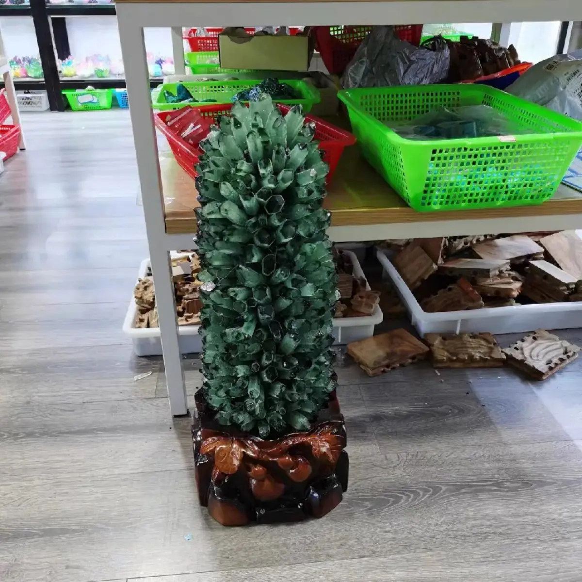 15Kg Natural Green Crystal Cluster Ornaments Degaussing Air Purification Radiation Protection Living Room Office Opening Gifts