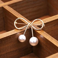 new fashion bow brooches women simple bowknot pearl brooch pin pendant lapel safety pins brooch wedding jewelry accessories