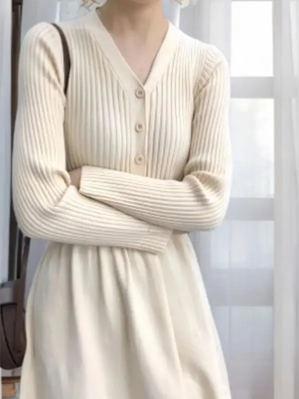 Платье-свитер с пальто зимнее черное платье Хепберн черная внутренняя одежда