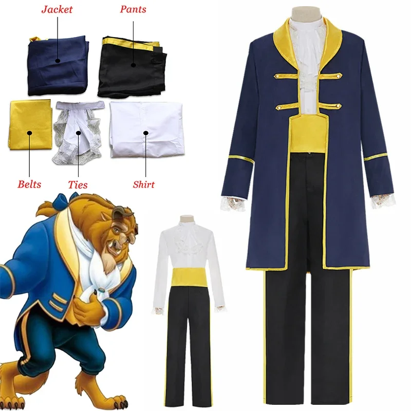 

Beauty and the Beast Costume for Men, Prince Adam Cosplay Uniform for Adults, Halloween Party Fantasy Clothing