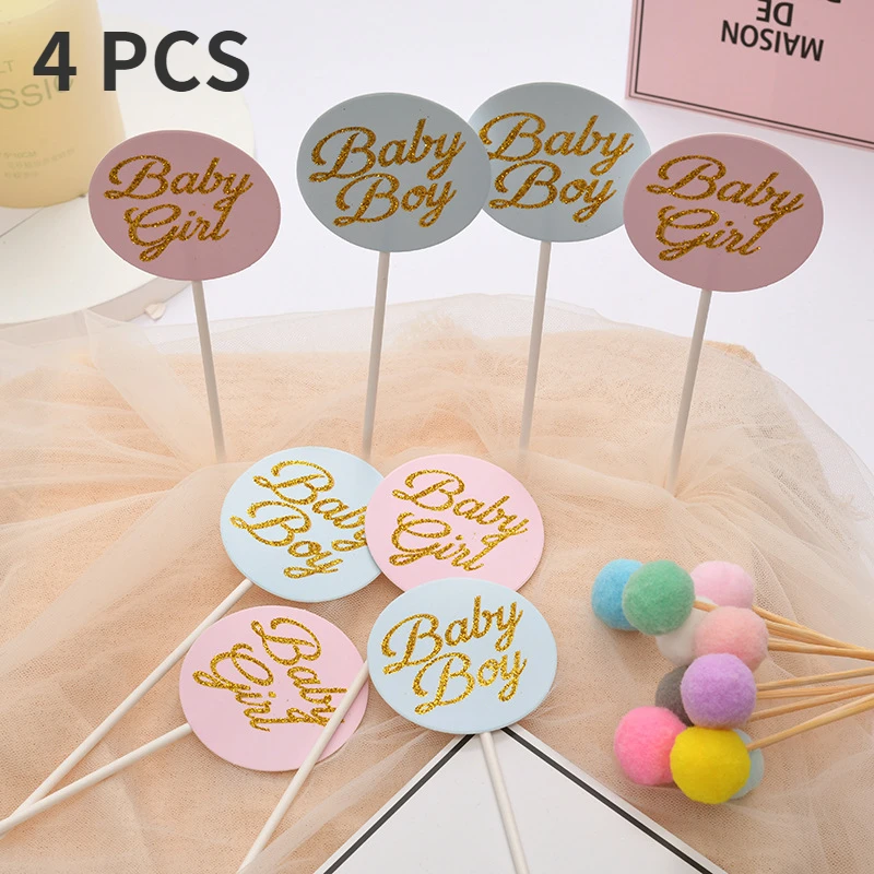 

4pcs Creative Baby Birthday Cake Decorating Cards Party Baking Supplies Insert Card Cake Decoration for Birthday Supplies