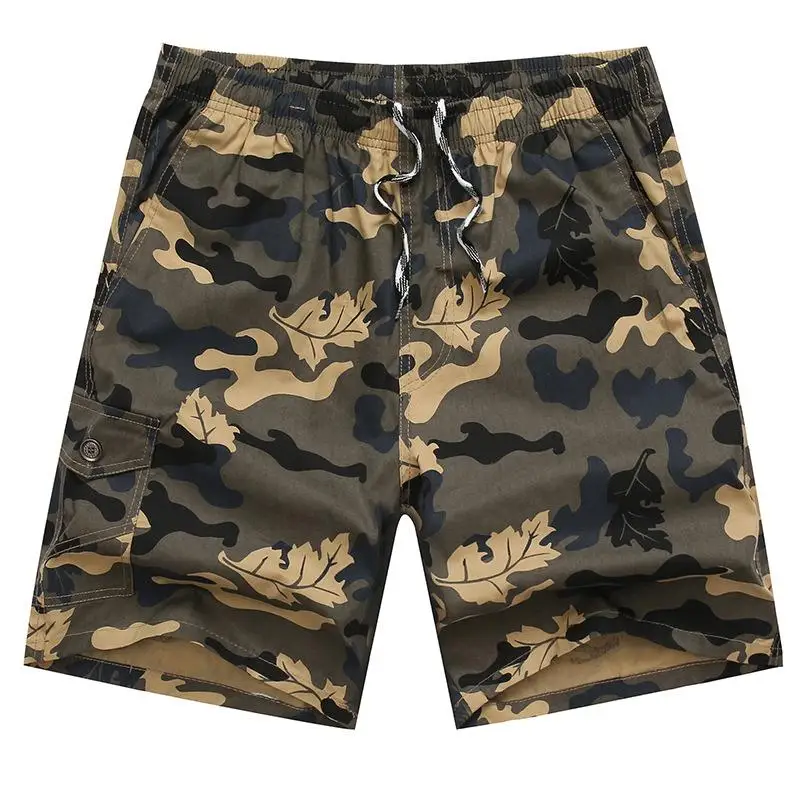 Men Camouflage Shorts Elastic Waist Summer Fashion Mens Shorts Plus Size Breathable Cotton Casual Beach Clothing Plus Size L-5Xl