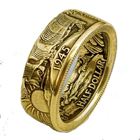 vintage morgan 1945 coin half doliar letters rings for men women simple punk style sun figure unisex rings jewelry accessories