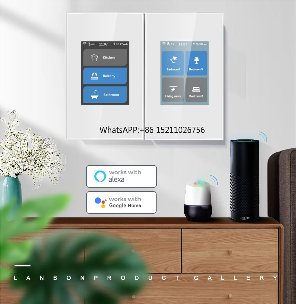 Новый 4-кнопочный смарт-переключатель с ЖК-дисплеем для умного дома сеткой Wi-Fi