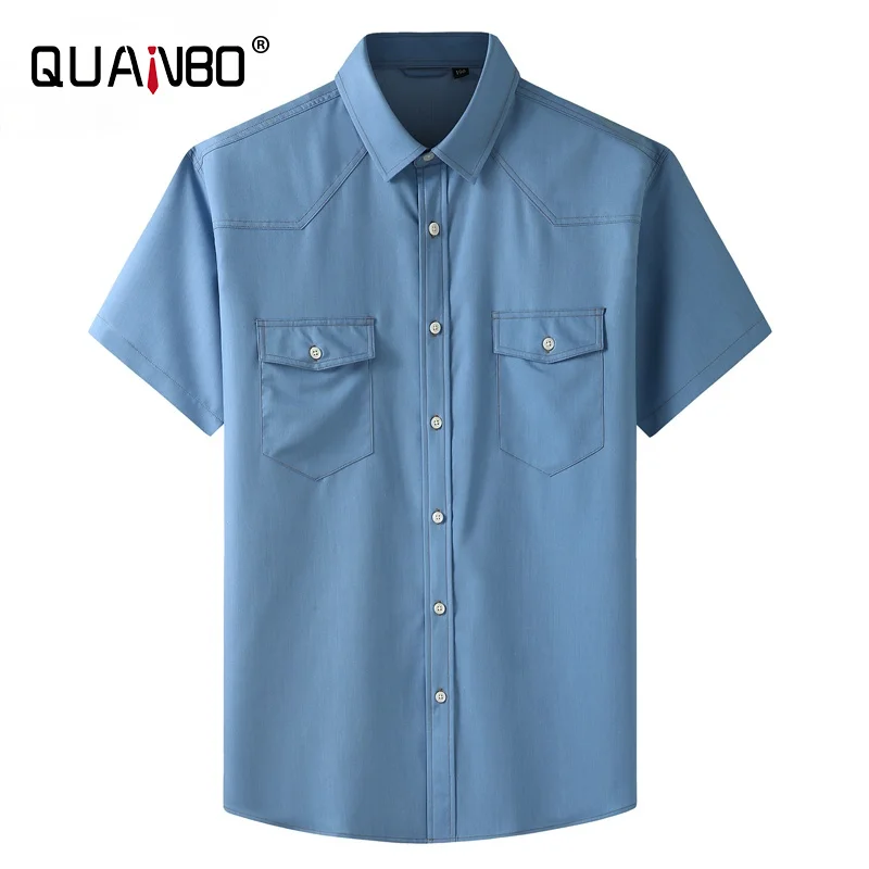 

Size 10XL Plus 8XL 7XL 6XL Men's Short Sleeve Value Denim Shirt 2023 Summer New Men Business Casual Thin Comfortable Shirts