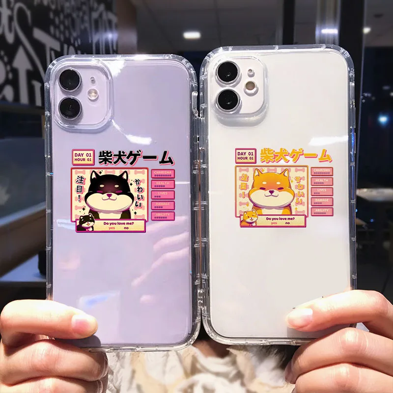 

GYKZ Kawaii Cute Shiba Inu Dog Print Phone Case for IPhone 13 14 Pro Max 12 Mini 11 XS X 7 XR SE2 8 Plus Clear Soft Cover Fundas