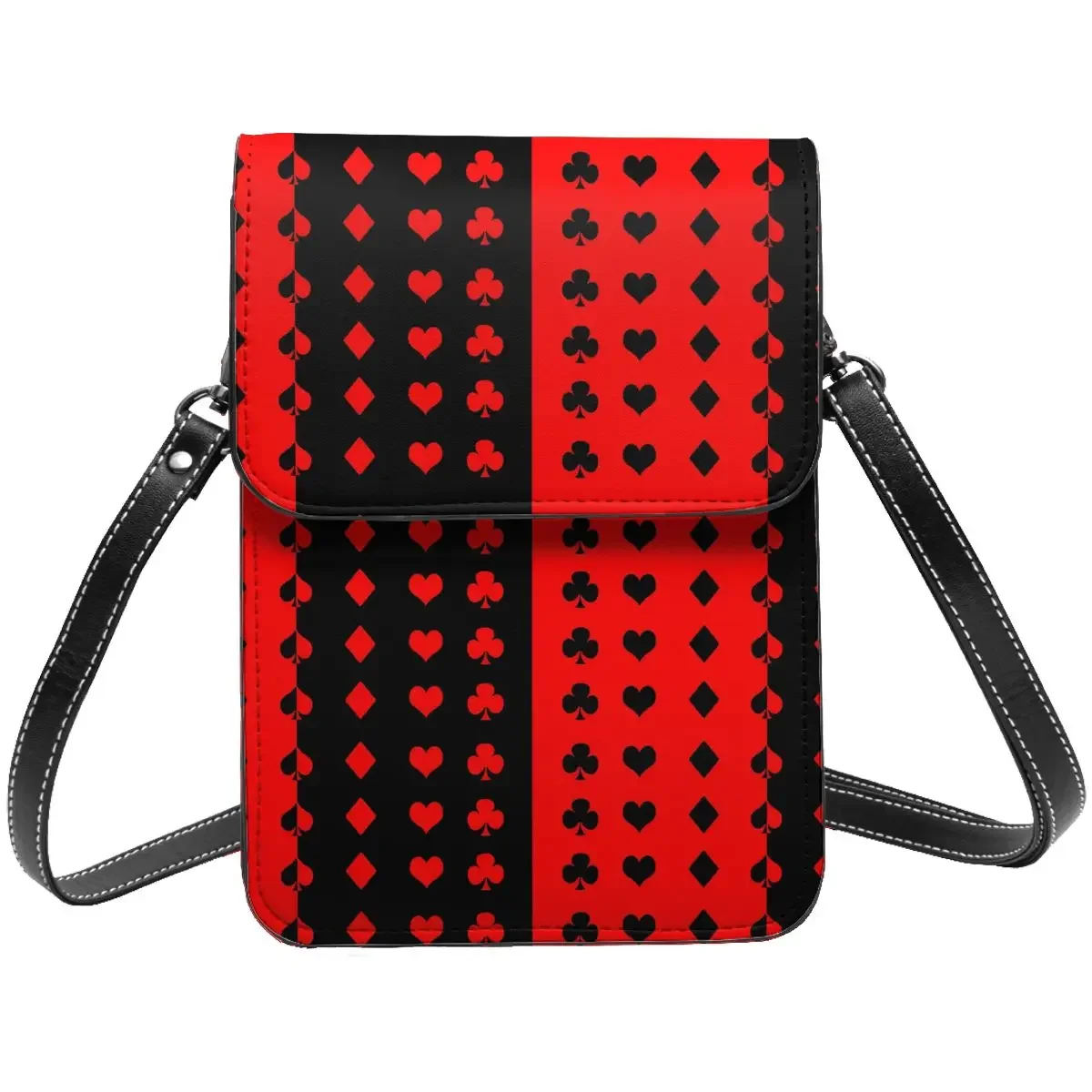 

Poker Cards Shoulder Bag Clubs Spades Hearts Student Fashion Mobile Phone Bag Reusable Leather Office Bags