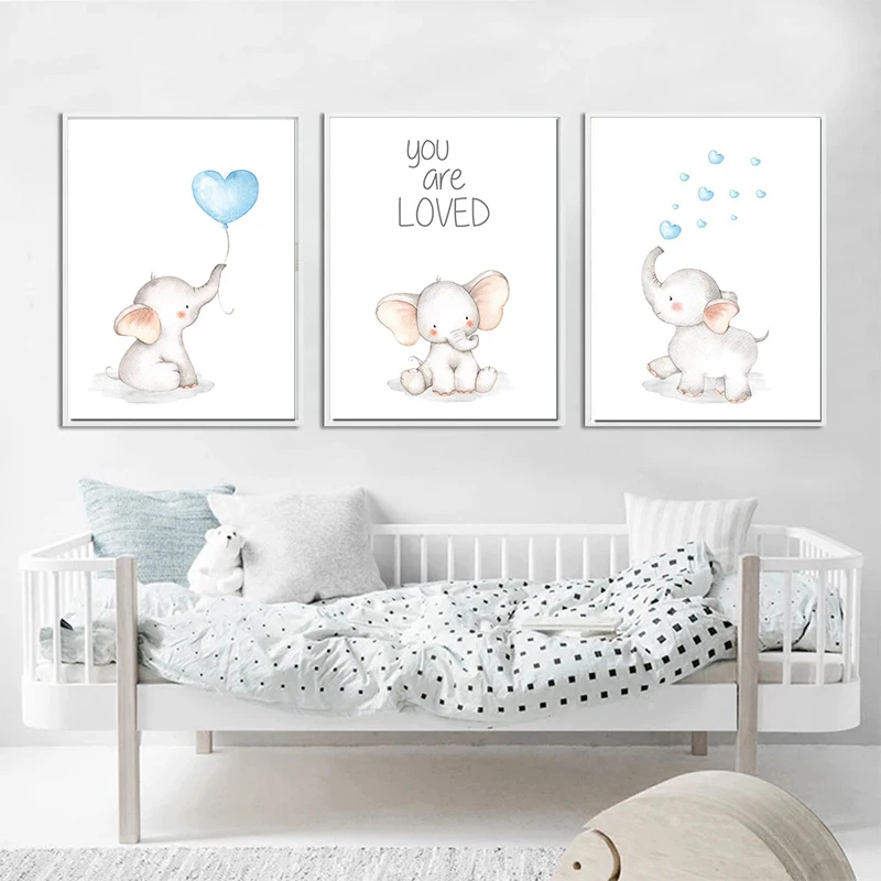 

Nordic Canvas Painting Baby Kindergarten Wall Art Canvas Painting Elephant Animal Poster Print Children Bedroom Decor Cuadros