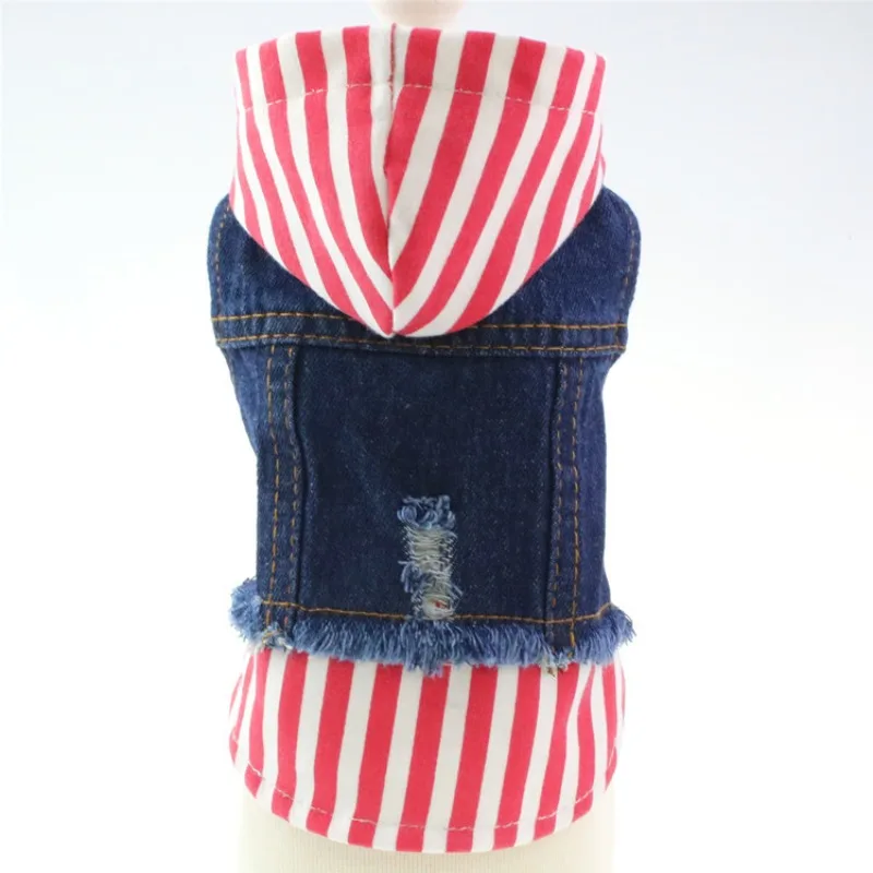 2024 Одежда для собак Bixiong Тедди бульдог весна/лето/осень/зима полосатый джинсовый