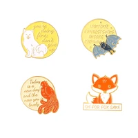 new alloy letter brooch cartoon cute fox puppy animal shape badge anti light buckle lapel pin