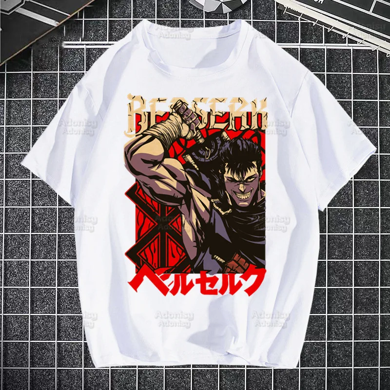 

Berserk Men's Tshirt Cute Printing Shirt Mens Fashion Guts Mythology Warrior Anime T-Shirt For Men Casual Tops Short Sleeve