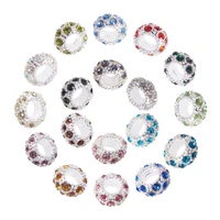 108pcs rhinestone large hole european beads 18 colors crystal spacer beads diamond hair beads fit bracelet chain charm bracelet